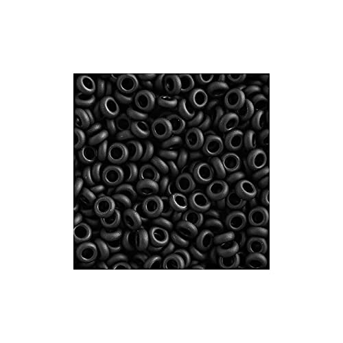 5 g TOHO Demi Round Spacer Seed Beads Rocailles, Size 8/0, Opaque Frosted Jet (# 49F), Japan, Glass — image 1