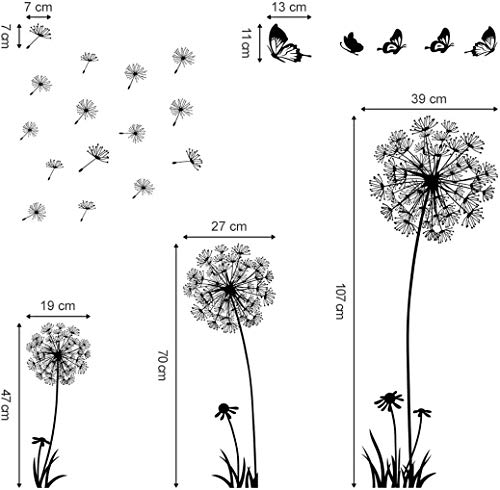 Supzone Dandelion Wall Stickers Flower Wall Decals Butterflies Flying Wall Decors Wall Art Stickers For Bedroom Living Room Sofa Backdrop Tv Wall Decoration #TOP5