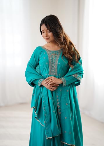 Image of ZUVAANYA Ready To Wear Indian /Pakistani Party Wear Women's Embroidery Faux Georgette Anarkali Floral Gown For Women