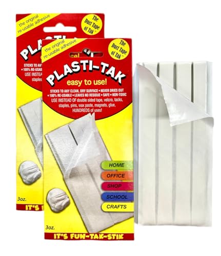 6oz Plasti-Tak The Original Re-usable Adhesive Putty 3oz, Reposionable - Won;t Dry -Pack of 2