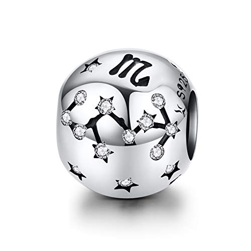 LaMenars Ciondolo Segno Zodiacale Originale Charm in argento Sterling 925 Compatibile con Braccialettie Collane Pandora Chamilia e Europei (Scorpione: 10.24-11.22)