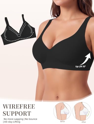 Wireless Jelly Bras for Women, Seamless Deep V T-Shirt Bralette - Image 3