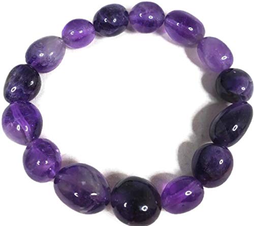 Mindfulness Gems Natural Tumbled Healing Stones Bracelet for Women - Premium Gemstone Beads Stretchy Chakra Crystals Bracelet (amethyst)