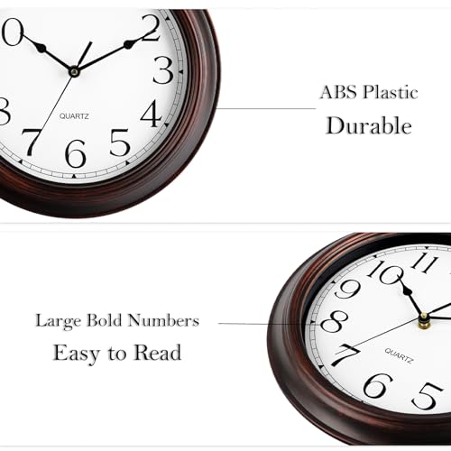 Kecyet KECYET346 Wall Clocks Battery Operated Silent Non-Ticking Wall Clock 8.5 Inch Small Vintage Retro Rustic Style Decorative thumb #6