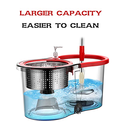 Mop and Bucket with Wringer Set 360° 3psc Microfiber Spin Mop with Bucket and Dual Mop Heads Self Wringing Spinning Mop (20QT) (1) - Image 6