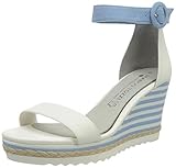 Feel Marco Tozzi by Guido Maria Kretschmer 2-2-88703-26 Keilsandale, Sandalias con cua Mujer, Color Blanco y Azul, 38 EU