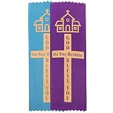 Sterling Gifts God Bless You On Your Birthday Personal Ribbons with Cross, Pack of 10