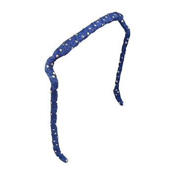 Zazzy Bandz - Curly Thick Hair - Large Headband - Hand-Wrapped Patterned Relaxed, Navy with Gold Dots