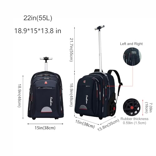 Image of Rolling Backpack for Adults, 22 Inch Backpack with Wheels for Business, College Student and Travel Commuter, Waterproof Wheeled Backpack (blue)