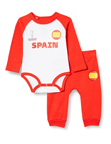FIFA Conjunto de Manga Larga para Crecer/Enredadera y pantalón España Crecimiento, Rojo/Blanco, 3-6 Meses Unisex bebé Cover