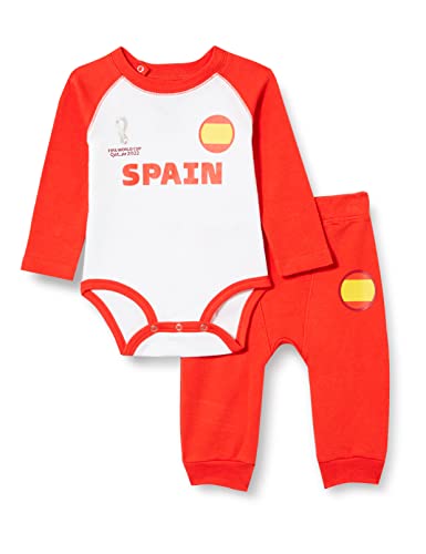 FIFA Conjunto de Manga Larga para Crecer/Enredadera y pantaln Espaa Crecimiento, Rojo/Blanco, 0-3 Meses Unisex beb