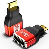STSAUX Mini HDMI to HDMI Adapter [2-Pack], 8K@60Hz, 4K@144Hz, 2K@240Hz Female to Mini HDMI Male Adapter, Compatible with DSLR,Camcorder, Raspberry Pi Zero W,Laptop,Tablet,HDTV, Projector, Monitor
