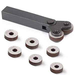 DBREAKS 7Pcs Rändelrad Set, Stahl Rändelwerkzeug, 0.5mm/1mm/2mm Diagonalrad Lineares Rändelrad, Diagonale Dual Linear Rad für Drehmaschine