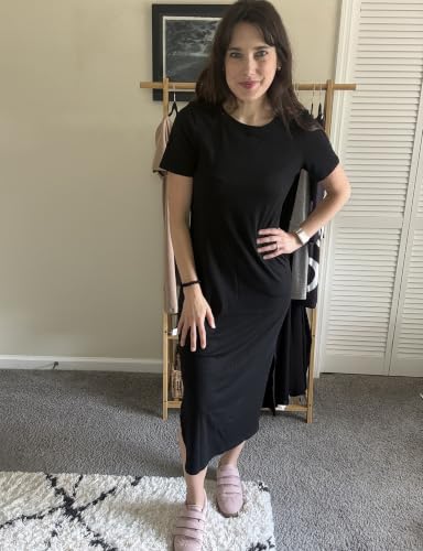 Image of Naggoo Summer Dresses for Women Short Sleeve Side Slit Long T Shirt Dress Beach Sundress Travel Vacation Outfits with Pockets