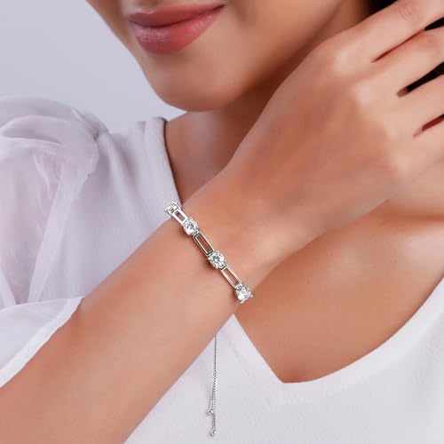 Image of GIVA 925 Silver Zircon Dazzling Bracelet, Adjustable Gifts for Girlfriend, Gifts for Women & Girls| With Certificate of Authenticity and 925 Stamp | 6 Month Warranty*
