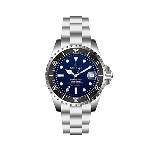 ENRIVA Men's 1000 Meter Ceramic Professional Diving Watch with Japanese Automatic Movement-Blue