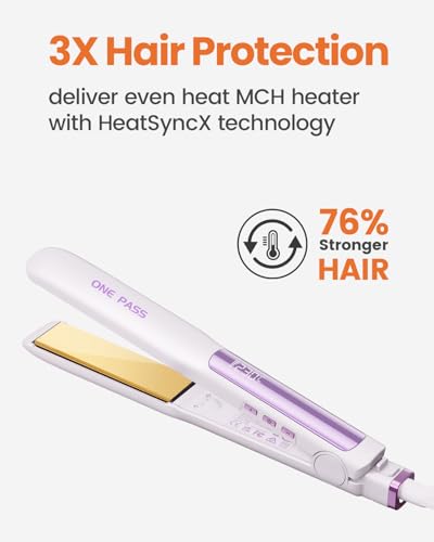 Faszin Hair Straighteners, Ionic Titanium Plate for Smooth Shiny Results, 20S Fast Heat Up Flat Iron, Clear LCD Display, 2 in 1 Straightener and Curler Styling Tool for Straighten Hair - Image 6