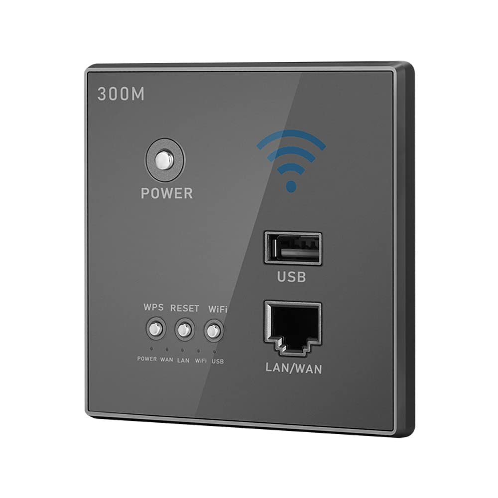 YUNGU 300Mbps In-Wall Wireless Router Ap Access Point Wifi Router Lan Network Switch Wifi Ap Router With Wps Encryption Usb Socket Grey