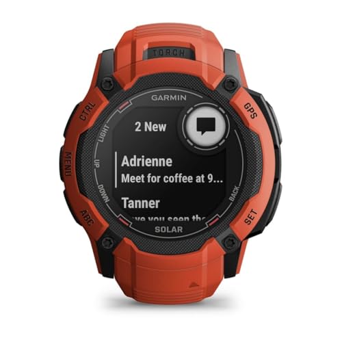 Garmin Instinct 2X, Solar - Montre GPS Robuste et connectée – Flame Red – Boîtier 50 mm
