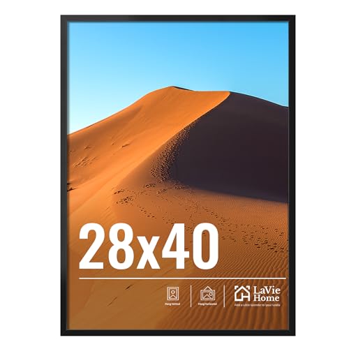LaVie Home 28x40 Picture Frame for Wall Display, 28x40 Black Picture Frame with HD Plexiglass, 28 x 40 Poster Frame 1 Pack, Display Frame for Vertical or Horizontal, Classic Collection
