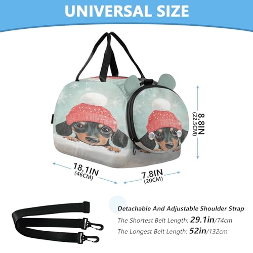 Snowflake Black Dog Kids Travel Duffel Bag for Boys Girls Overnight Weekend Tote Bag with Shoes Compartment for Trip Beach Swim3