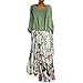 Produktbild LOPILY 2 St. Sommerkleid Damen Große Größen Blumen Druckkleid Spaghetti Träger Maxikleid mit Leinen Oberteil Langarm Freizeit Kleid Atmungsaktives Kleid Umstandkleid Übergrößen (Grün, 48)