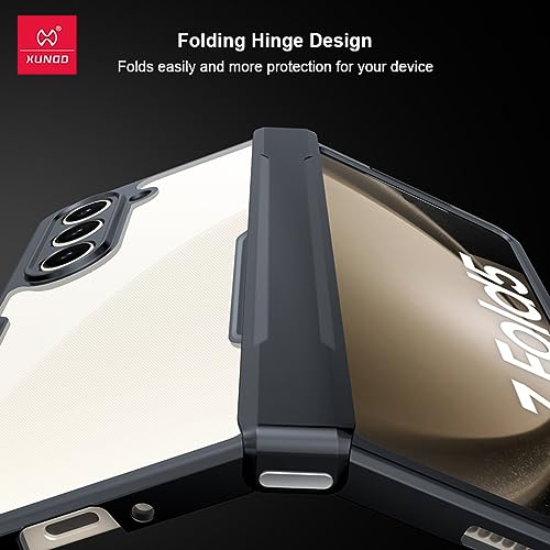 Image of PRITO Samsung Galaxy Z Fold 5 Case - Clear Beatle Slim Phone Case With Hard Pc Back, Soft Tpu Edges, Hinge, Non-Yellowing, Shockproof Protective Cover For Z Fold 5