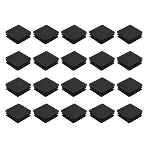 Image of uxcell 24Pcs Square Plastic Plugs, 38 x 38mm /1.5 x 1.5inch PE Pipe Tubing End Caps for 32-36mm /1.26-1.42inch Square Tube Furniture Chair Leg, Black