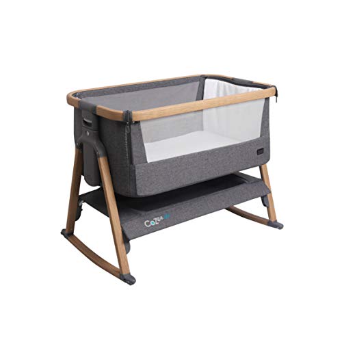 Tutti Bambini CoZee® Air Bedside Crib/Co-Sleeper Rocker con ventana transpirable, bolsa de viaje y fácil de plegar (roble y carbón) Cover