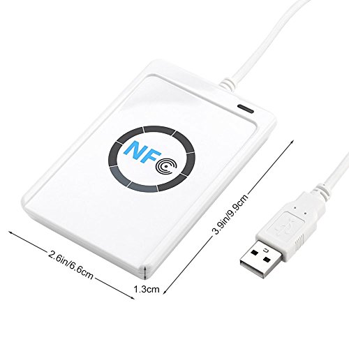 DEWIN RFID Reader, NFC Reader Writer ACR122U ISO 14443A/B Card Reader with Free Software in White, Contactless Smart Card Reader Writer - Image 2