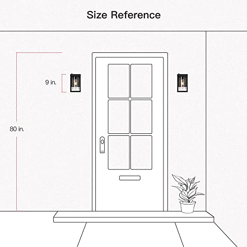 Lampression 2-Pack Black Outdoor Wall Light Fixtures, Dusk To Dawn Exterior Wall Lantern Sconce, 9" H Outdoor Porch Light Wall Mount With Clear Glass Shade #TOP6