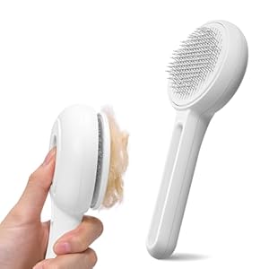 Self Cleaning Slicker Cat & Dog Brush – Skin Friendly Shedding Grooming Tool for Pets, Pet Supplies Accessories, Deshedding Comb for Short Long Haired Kittens, Massage Function to Removes Loose Fur