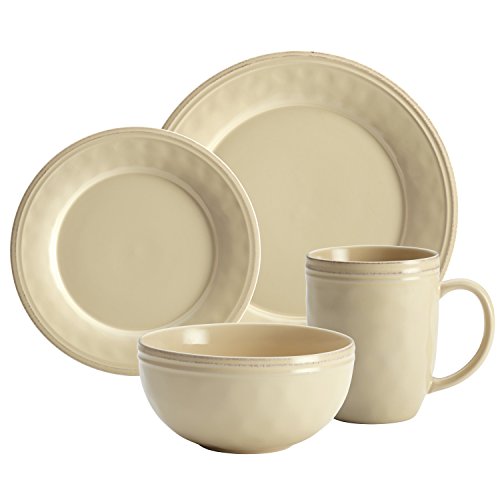 Rachael Ray Cucina Dinnerware 16-Piece Stoneware Dinnerware Set, Almond Cream #TOP2