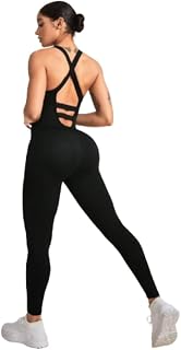Shopipistic Jumpsuit for Women Stylish Wear, Sleeveless Bodysuit with Cross Backless Design, Body Hugging Soft Black Jumps... Price In India