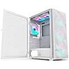 Montech X3 Mesh 6pcs, 3 x 140mm& 3 x 120mm Fixed RGB Lighting Fans ATX Mid-Tower PC Gaming Case, USB3.0, Door Open Tempered Glass Side Panel, High Airflow, White