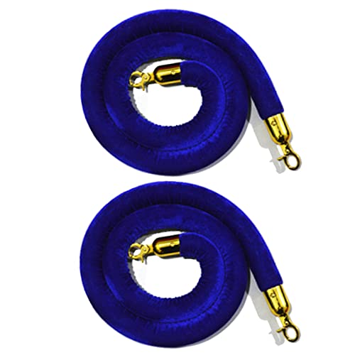ZJMAMA Velvet VIP Stanchion Rope Black Blue, Crowd Control Rope with Gold Hooks Queue Barriers Cord for Bar Hotels Movie Theaters Bank Entrance Post Pole (Color : Blue, Size : 60cm/24inch/2ft)