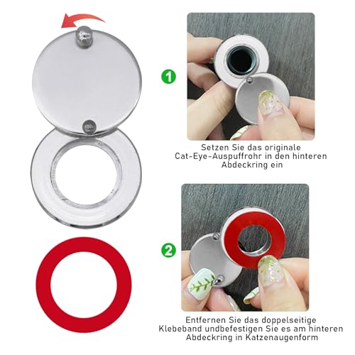 KIBBEH Türspion Abdeckung - Premium Zinklegierung, 360° Drehbarer Sichtschutz, Einfache Selbstklebende Montage - Für Haustüren, Wohnung, Hotel, Büro - Silber