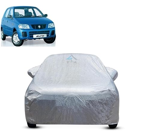 Image of 100% Waterproof Car Cover Compatible with Maruti Alto (Model : 2000-2012) Custom Fit Body Covers with Mirror Pockets | Color : Metalic Silver