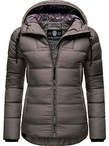 Navahoo Damen Winter-Jacke Steppjacke mit Kapuze und Kordeln Renesmee Dark Grey Gr. XXL Cover