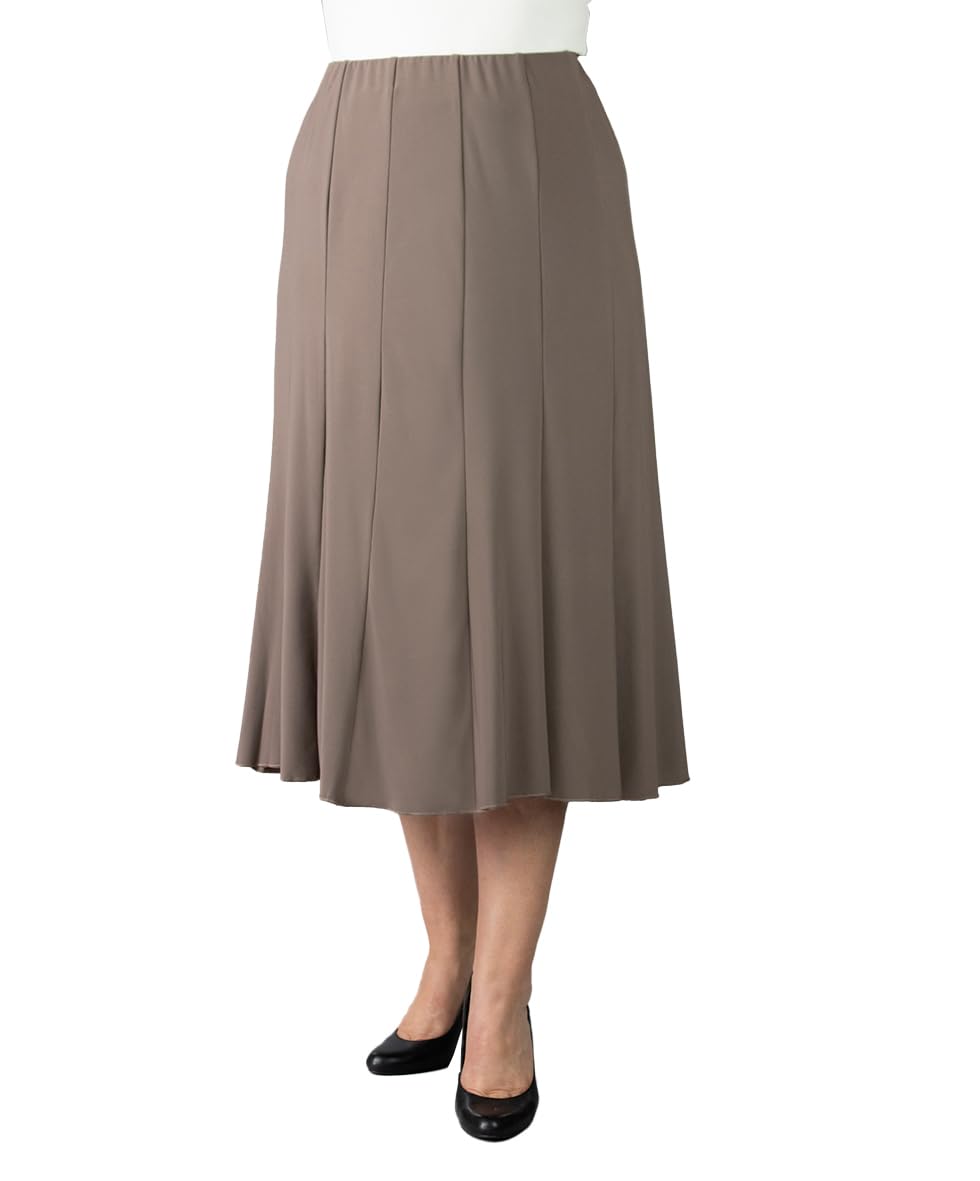 Fashion Friendly Panelled Lined Skirt - Mocha - Medium Long 29"