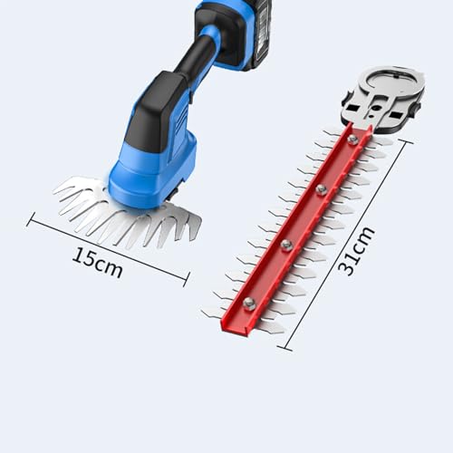VOLTIX Tagliasiepi a batteria - Taglia siepi da giardino a batteria - Tagliasiepi elettrico con 2 batteria e Caricabatterie - Tagliasiepi portatile 2 in 1 - 4