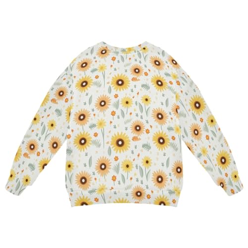Boys Girls Crewneck Sweatshirt Cute Cartoon Sunflower Long Sleeve Fleece Sweatshirts Fall Winter Pullover Tops Shirts for Kids Toddler 7-8T Multicolor2
