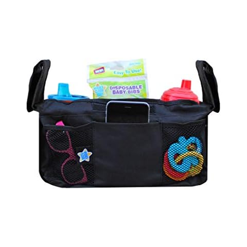 Mighty Clean Baby Stroller Organizer - Fits Most Strollers and Includes Two Deep Insulated Cup Holders to Keep Bottles Warm and Drinks Cold Cover