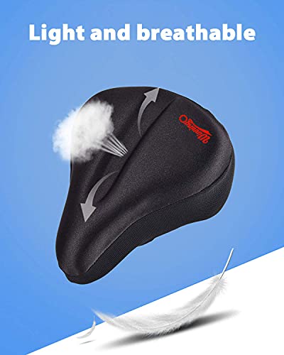 WINNINGO Bike Seat Cushion, 10.2 x 11 in Wide Gel Exercise Bike Seat Cover for Women Men Comfort, Fits Wide Saddle, Spin, Stationary & Cruiser Bikes, Indoor Outdoor Cycling