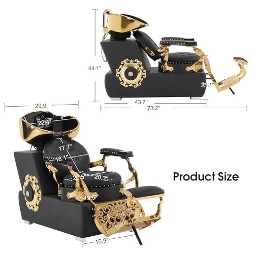 BarberPub-Backwash-Shampoo-Station-Chair-Retro-Adjustable-Porcelain-Ceramic-Hair-Wash-Bowl-Unit-Station-Shampoo-Barber-Chair-with-Vacuum-Breaker-for-Spa-Beauty-Salon-8610-BlackGold