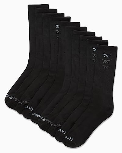 Reebok Mens Crew Socks - 10 Pack Moisture Wicking Comfort Stretch Cushioned Athletic Performance Socks for Men (Sizes 6-12.5)2