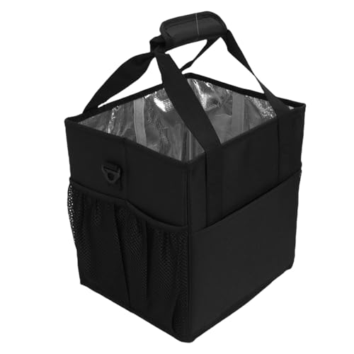 Asixxsix Lot de 4 Porte-boissons Réutilisables,Sac Isotherme Réglable,2 Poches Latérales en,Sac Fourre-tout en Tissu Oxford 600D avec 4 Porte-gobelets pour Livraison etCaddie