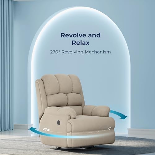 Image of The Sleep Company Luxe Motorised Recliner Sofa | Recline, Rock, Revolve | Patented SmartGRID Technology | German Engineered Mechanism | 1 Seater - Superior Seat Comfort | Beige | Free Installation