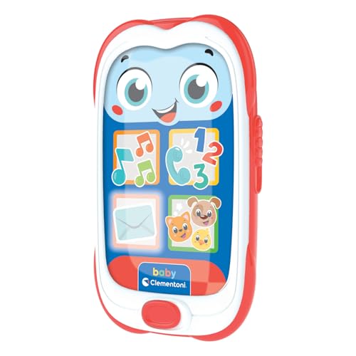 Clementoni Baby Baby Smartphone, Telefono Bambini 6-36 Mesi, Centro attività con 4 Tasti per Imparare Parole, Animali e Numeri con Canzoni e Filastrocche, Lingua Italiana, 17930