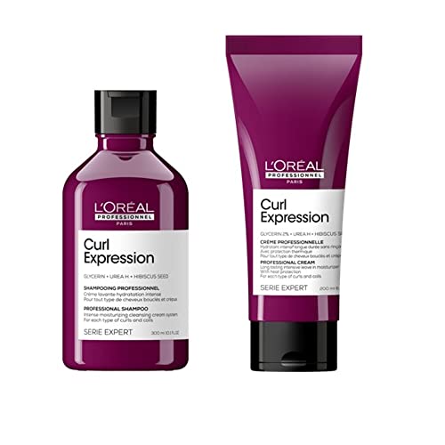 L'Oréal Professionnel, Routine Curl Expression, Cheveux Frisés, Shampoing Crème Lavante, Crème de Définition, Masque Hydratant & Démêlant, Spray Raviveur Sans Rinçage - Duo, Trio, Quatuor